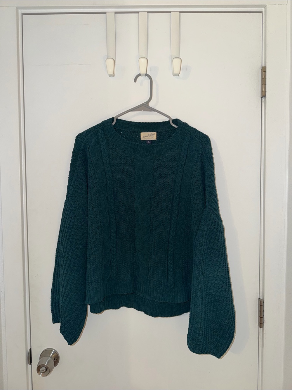 Universal Thread Teal Cable Knit Crewneck Sweater